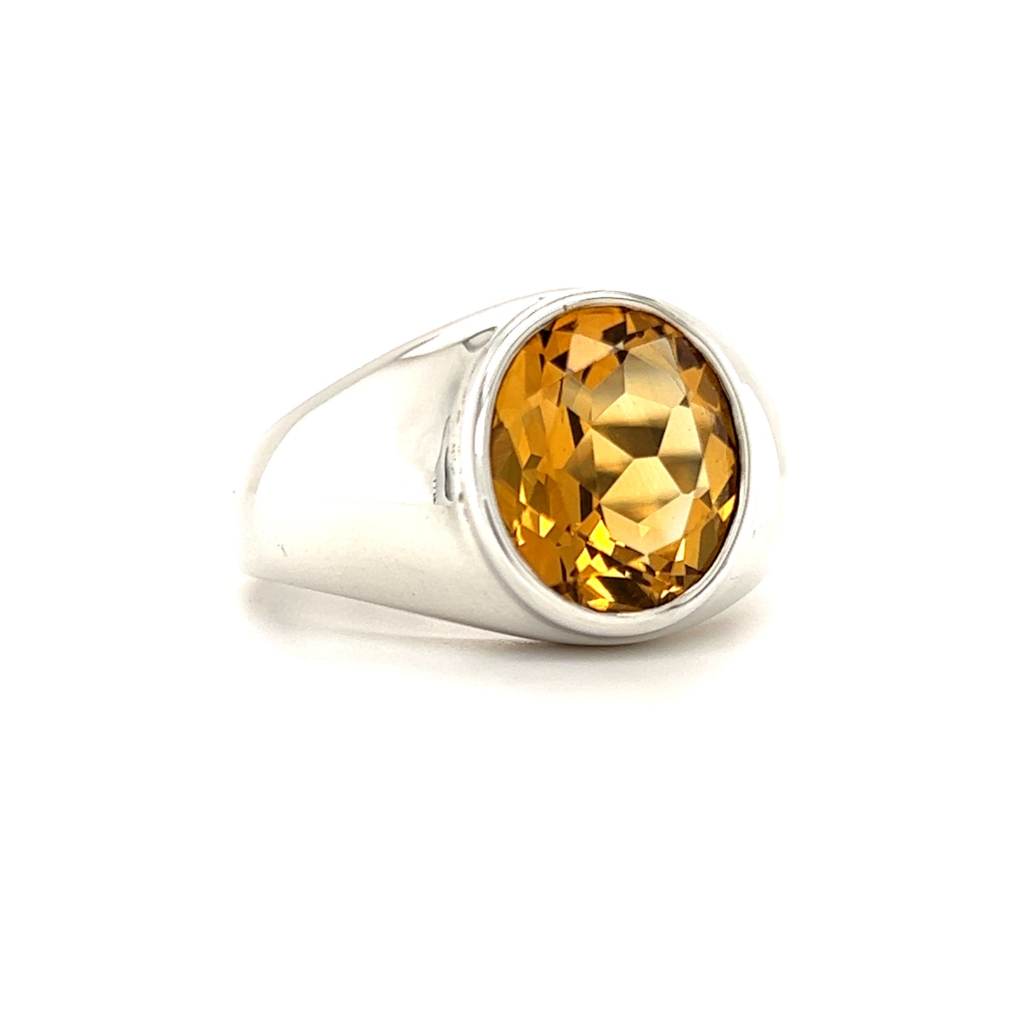 Oval Citrine Ring in Sterling Silver Left Side View