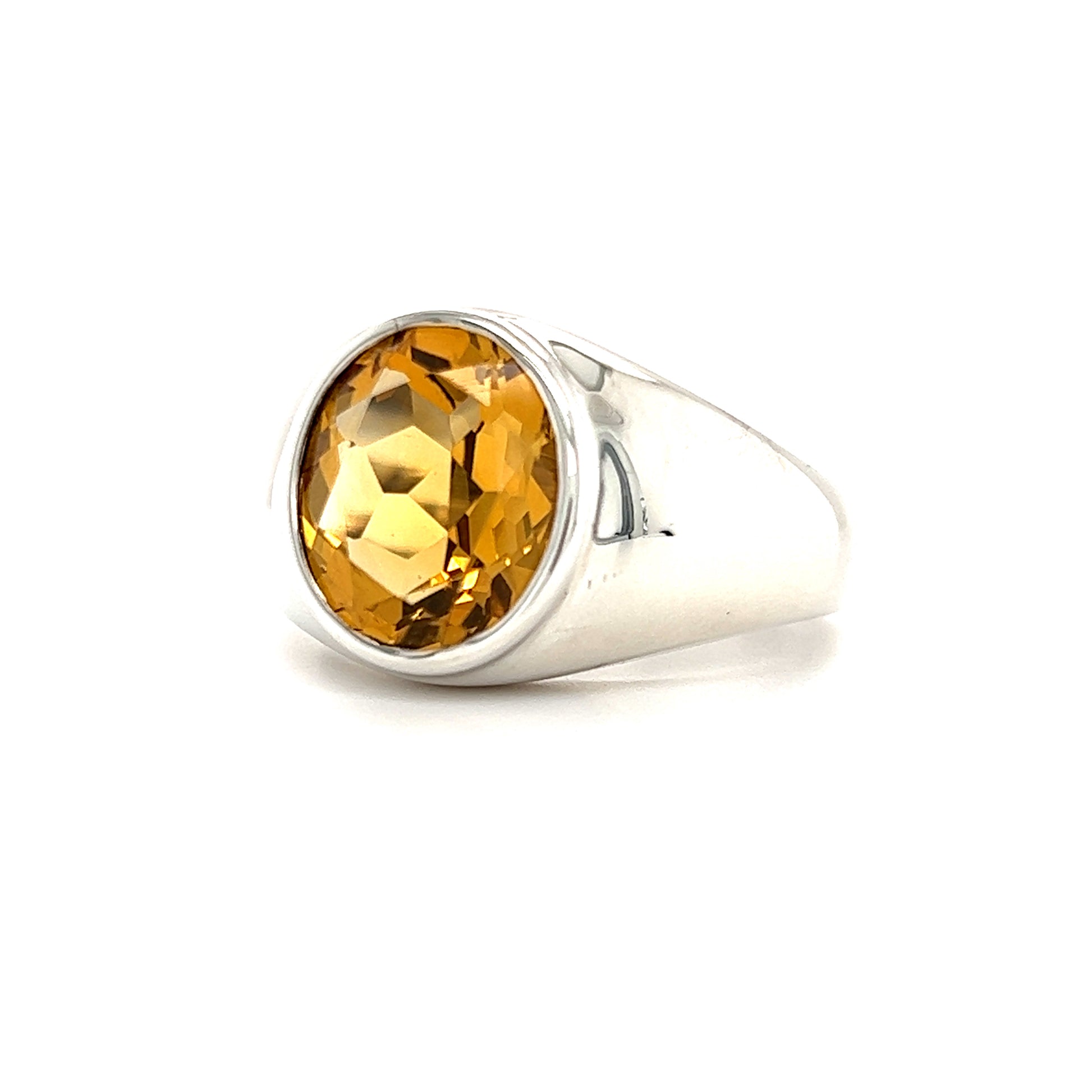 Oval Citrine Ring in Sterling Silver Right Side View