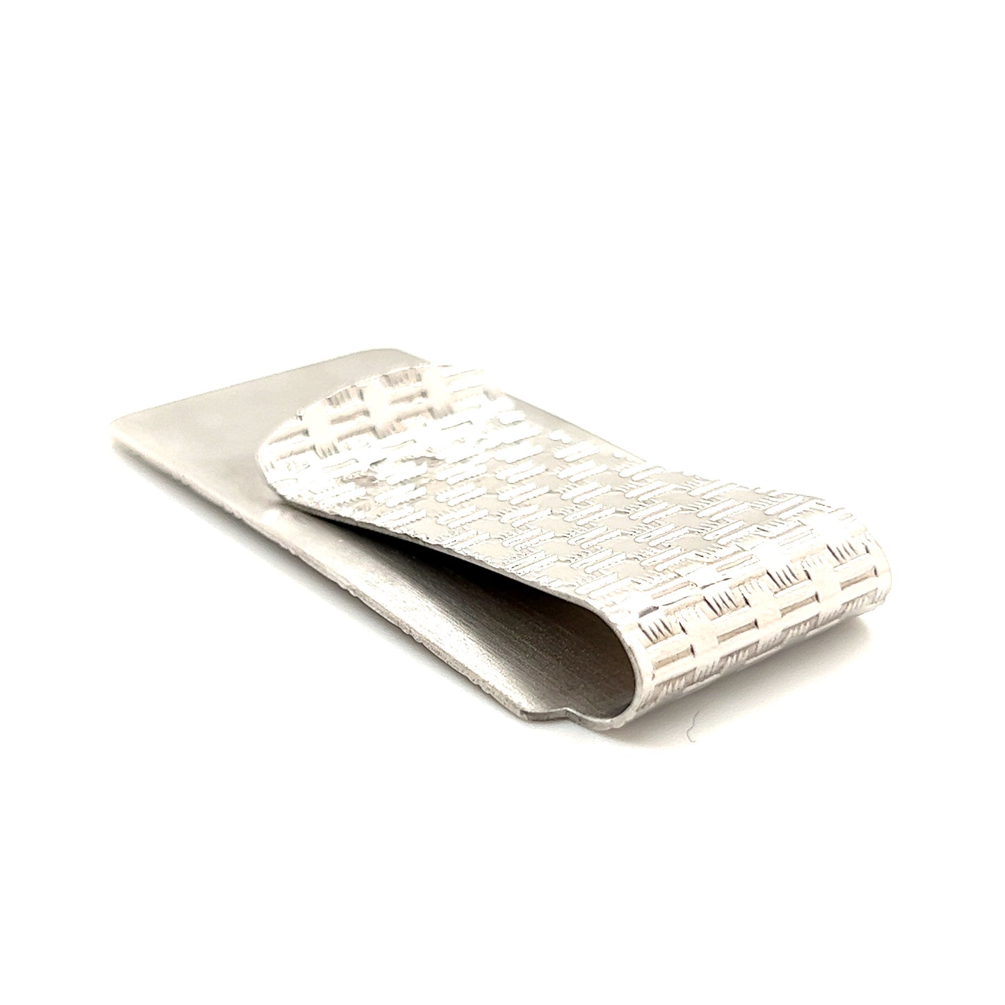 Money Clip With Cross-Hatch Pattern in Sterling Silver Clip View