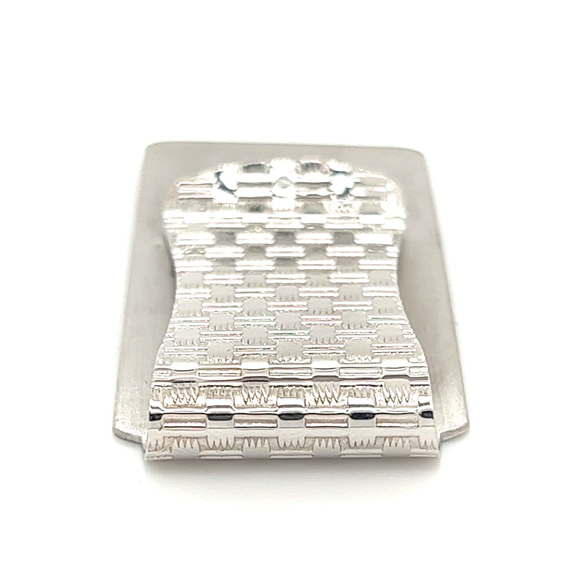 Money Clip With Cross-Hatch Pattern in Sterling Silver back View