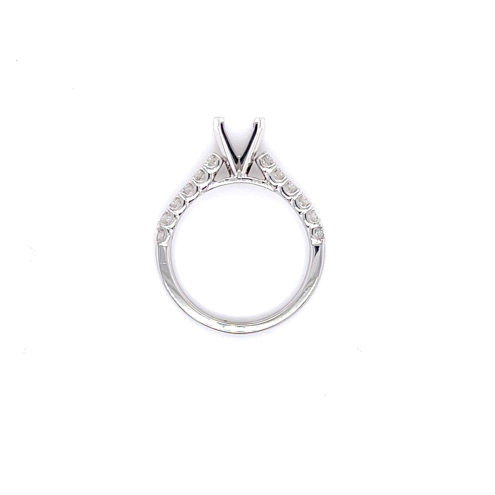 Four Prong Ring Setting with 0.47ctw of Side Diamonds in 14K White Gold Top View
