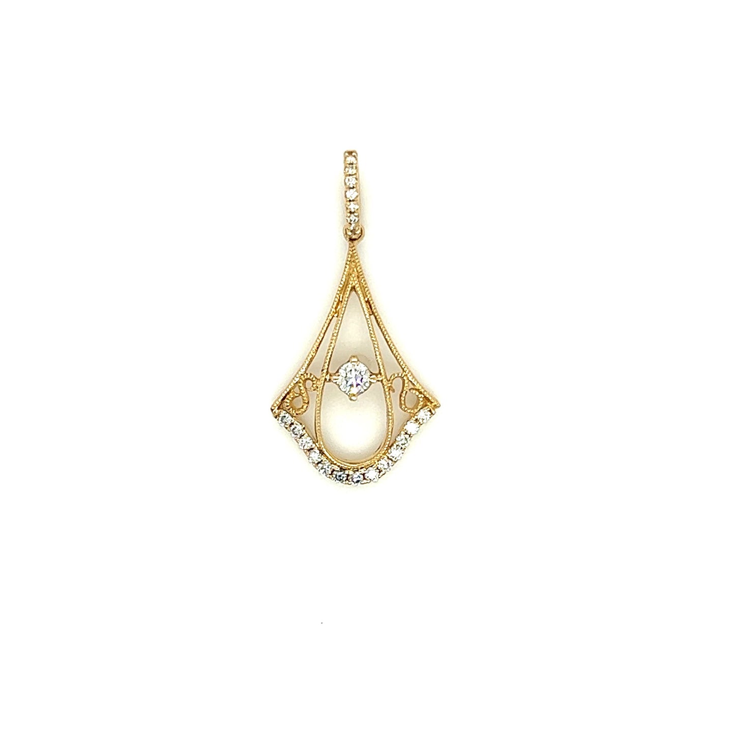 Fancy Pendulum Drop Pendant with 0.35ctw of Diamonds in 14K Yellow Gold Pendant Top View