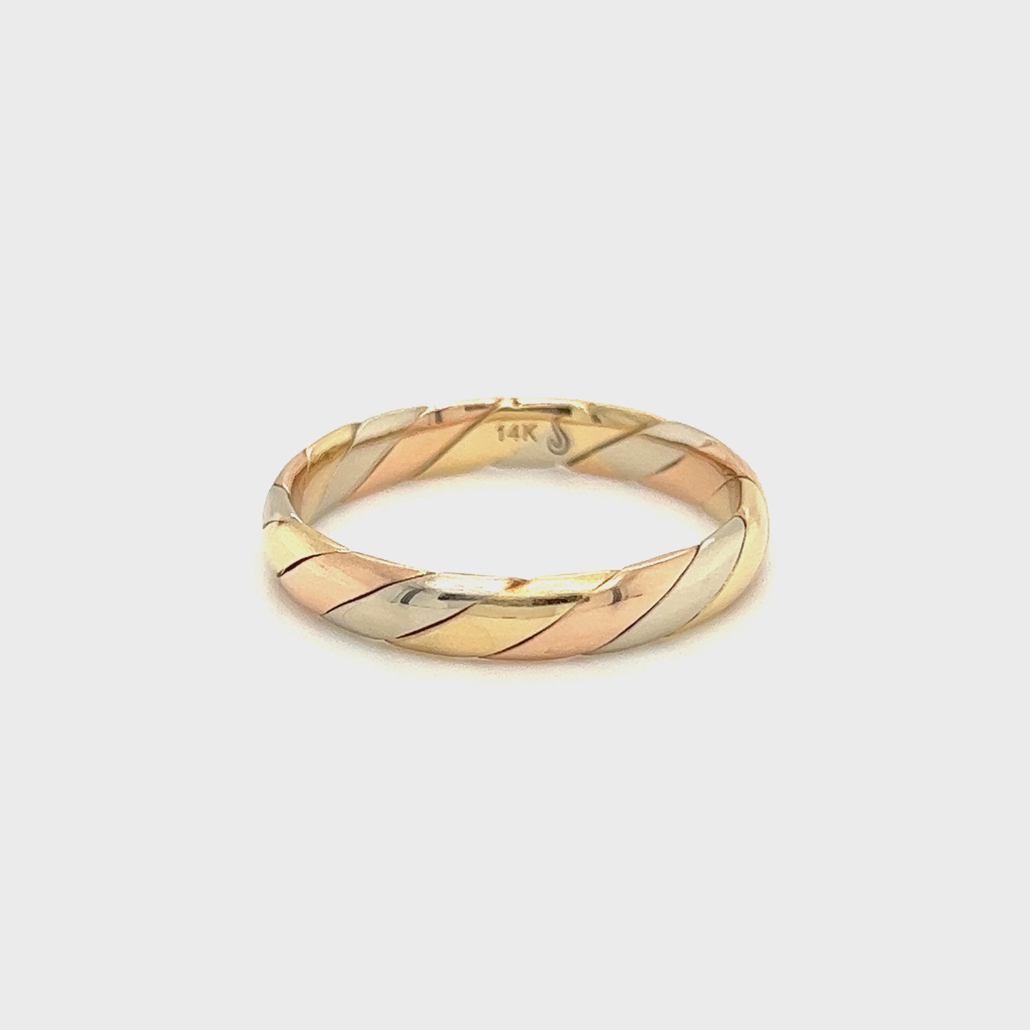 Woven 4mm Ring in 14K White and Yellow and Rose Gold Video