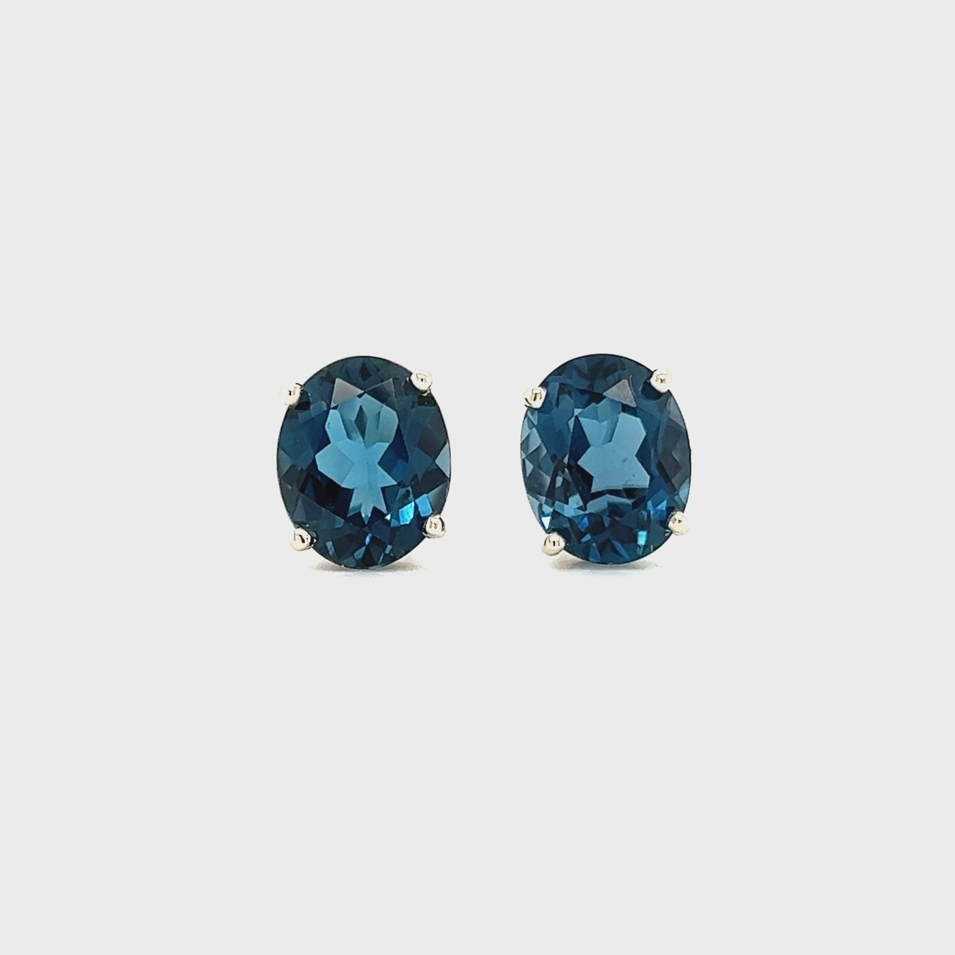 London Blue Topaz Stud Earrings in 14K White Gold Video