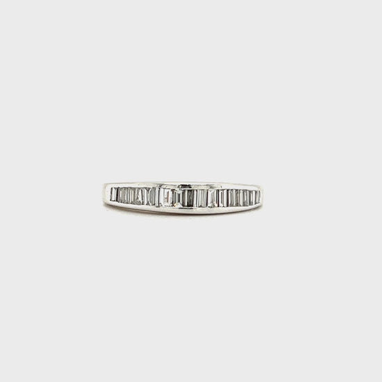 Baguette Diamond Ring with Seventeen Diamonds in 14K White Gold Video
