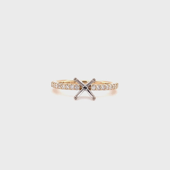 Solitaire Ring Setting with 0.37ct of Diamonds in 14K Yellow Gold Video