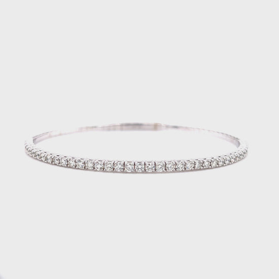 Flexible Bangle Bracelet with 1.48ctw of Diamonds in 14K White Gold Video