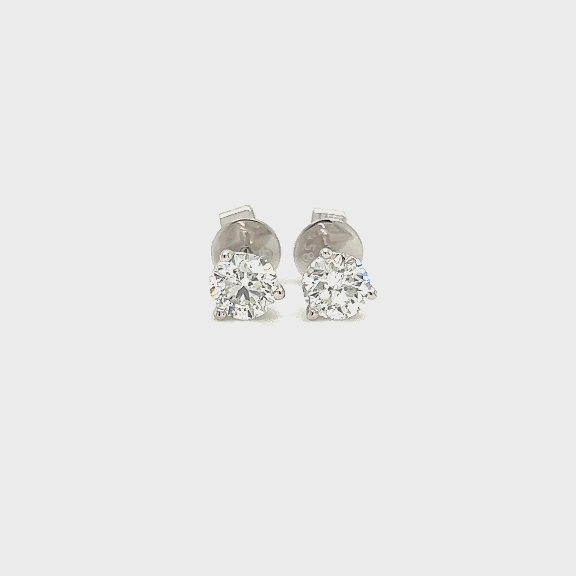 Diamond Stud Earrings with 0.75ctw of Diamonds in 14K White Gold Video