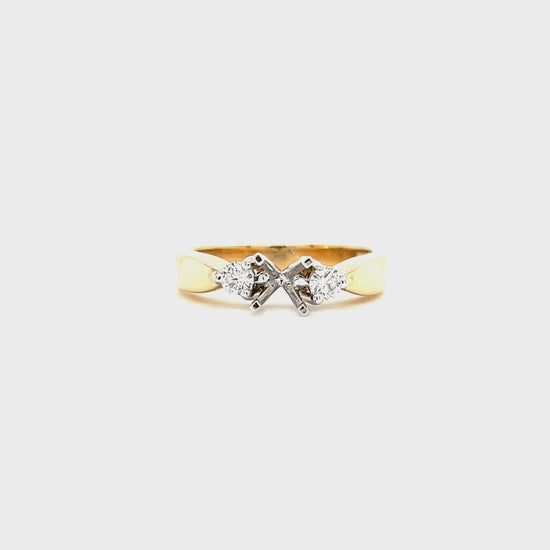 Three Stone Ring Setting with 0.2ctw of Diamonds in 14K Yellow Gold Video