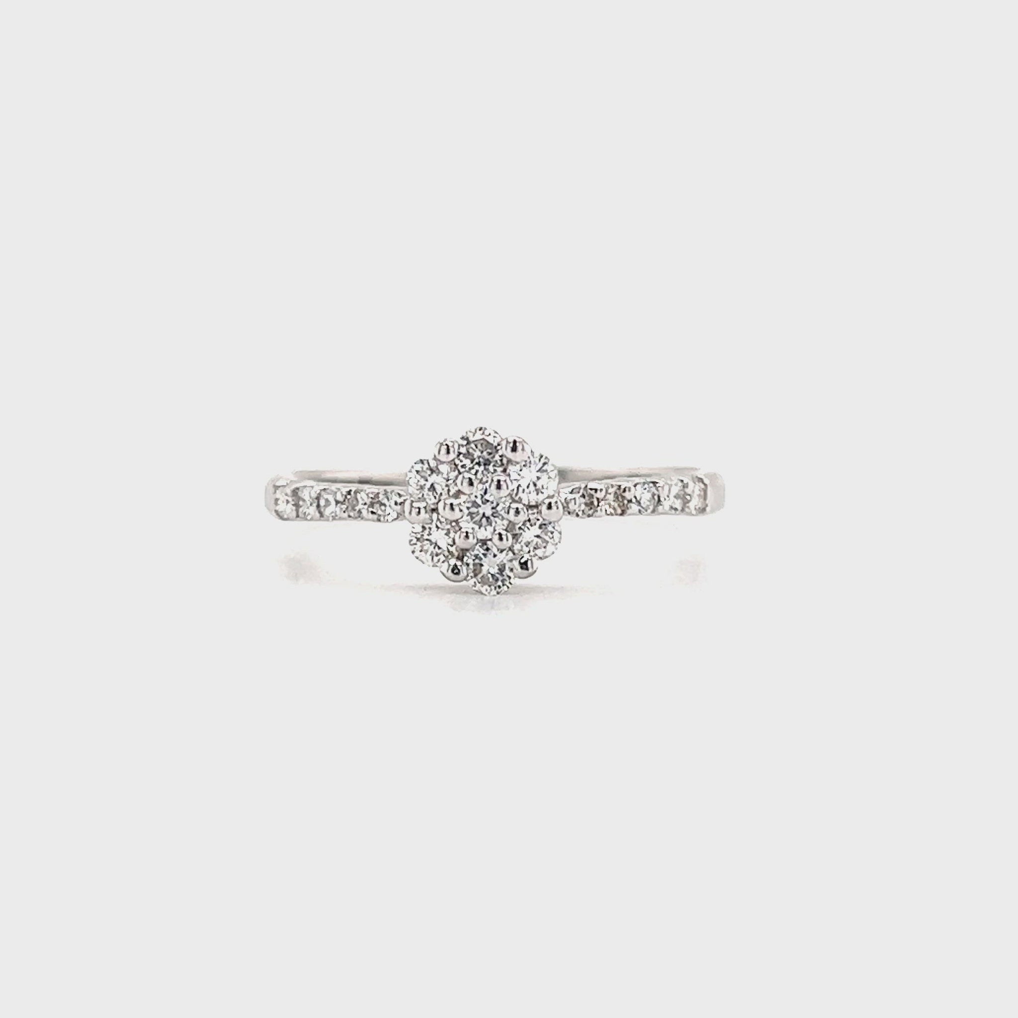 Floral Diamond Ring with 0.36ctw of Diamonds in 14K White Gold Video