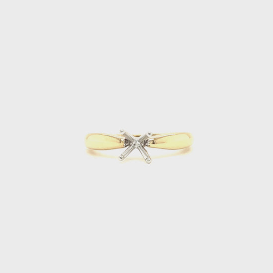 Solitaire Engagement Ring Setting with 14K White Gold Head in 14K Yellow Gold Video
