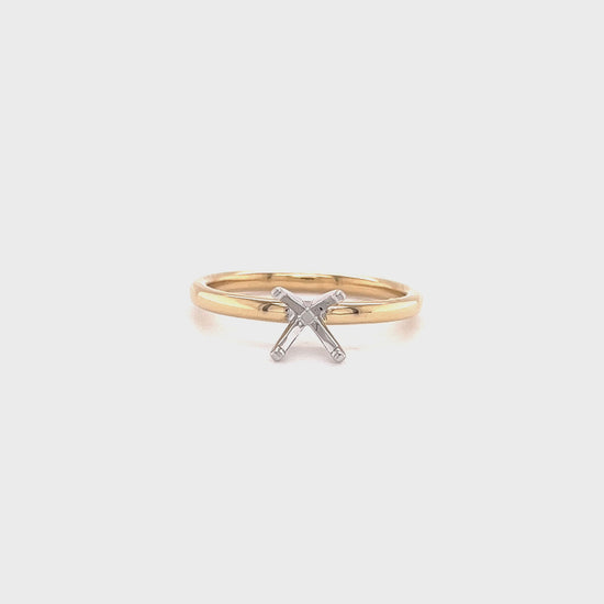 Solitaire Ring Setting with Four Prong Head in 14K Yellow Gold Video