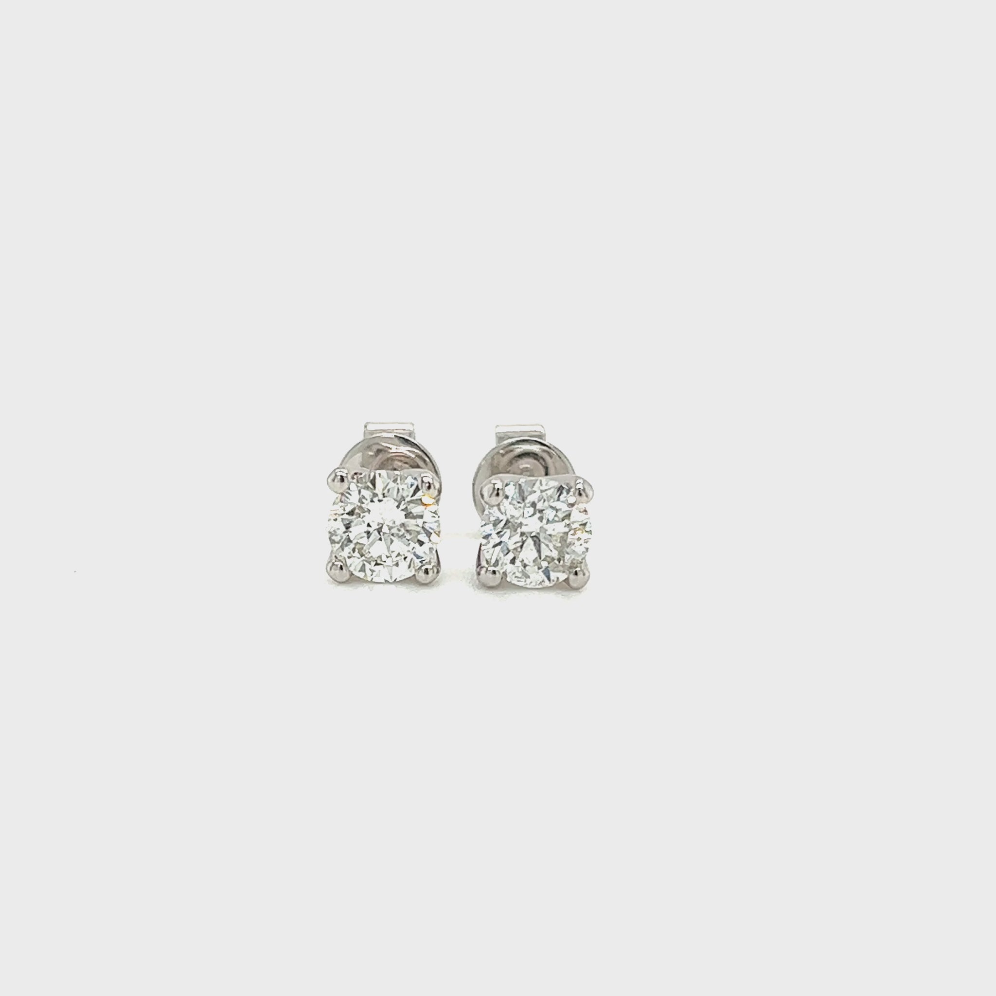 Diamond Stud Earrings with 1ctw of Diamonds in 14K White Gold Rotating Video
