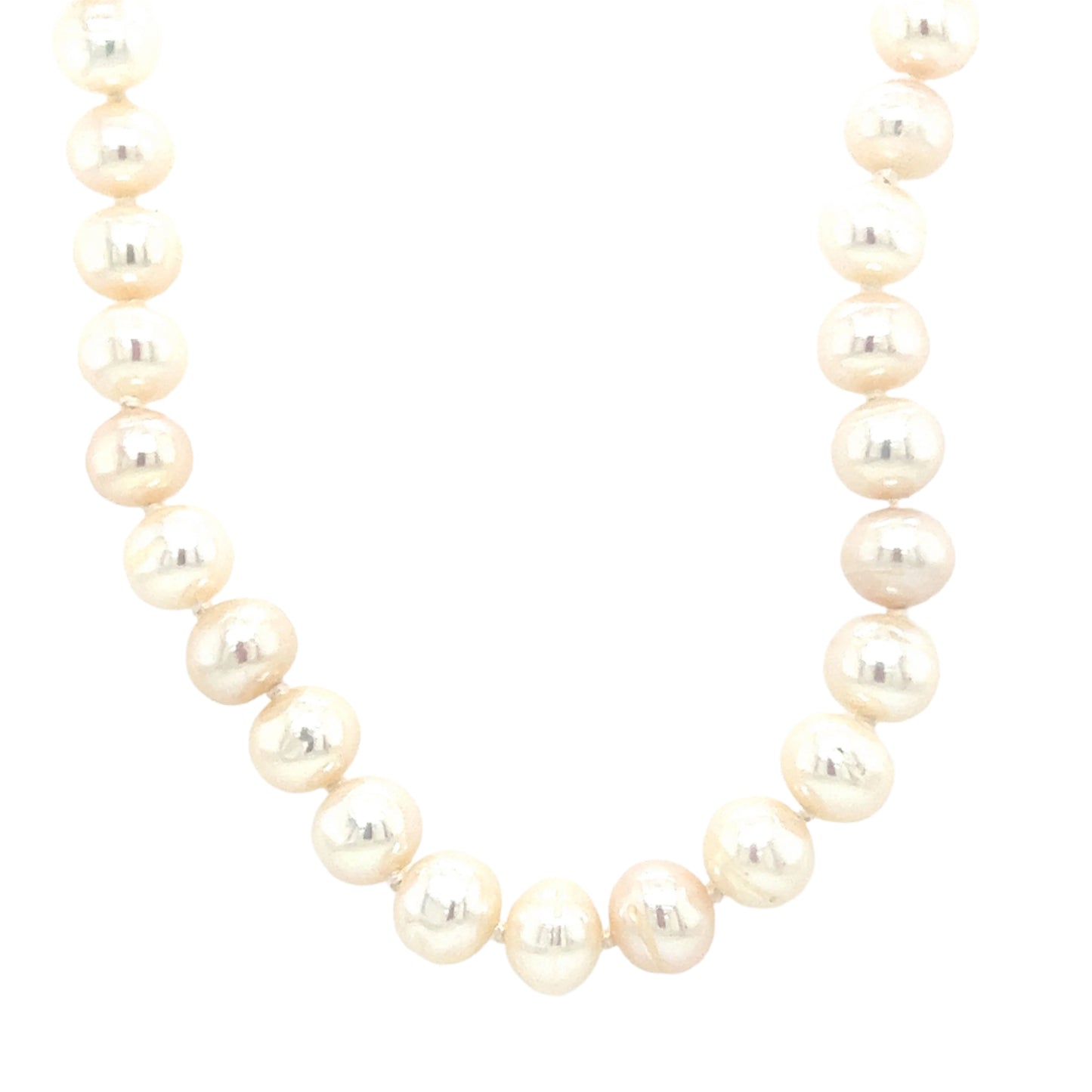 Cultured White Freshwater Pearl Necklace with 14K Yellow Gold Clasp Front View