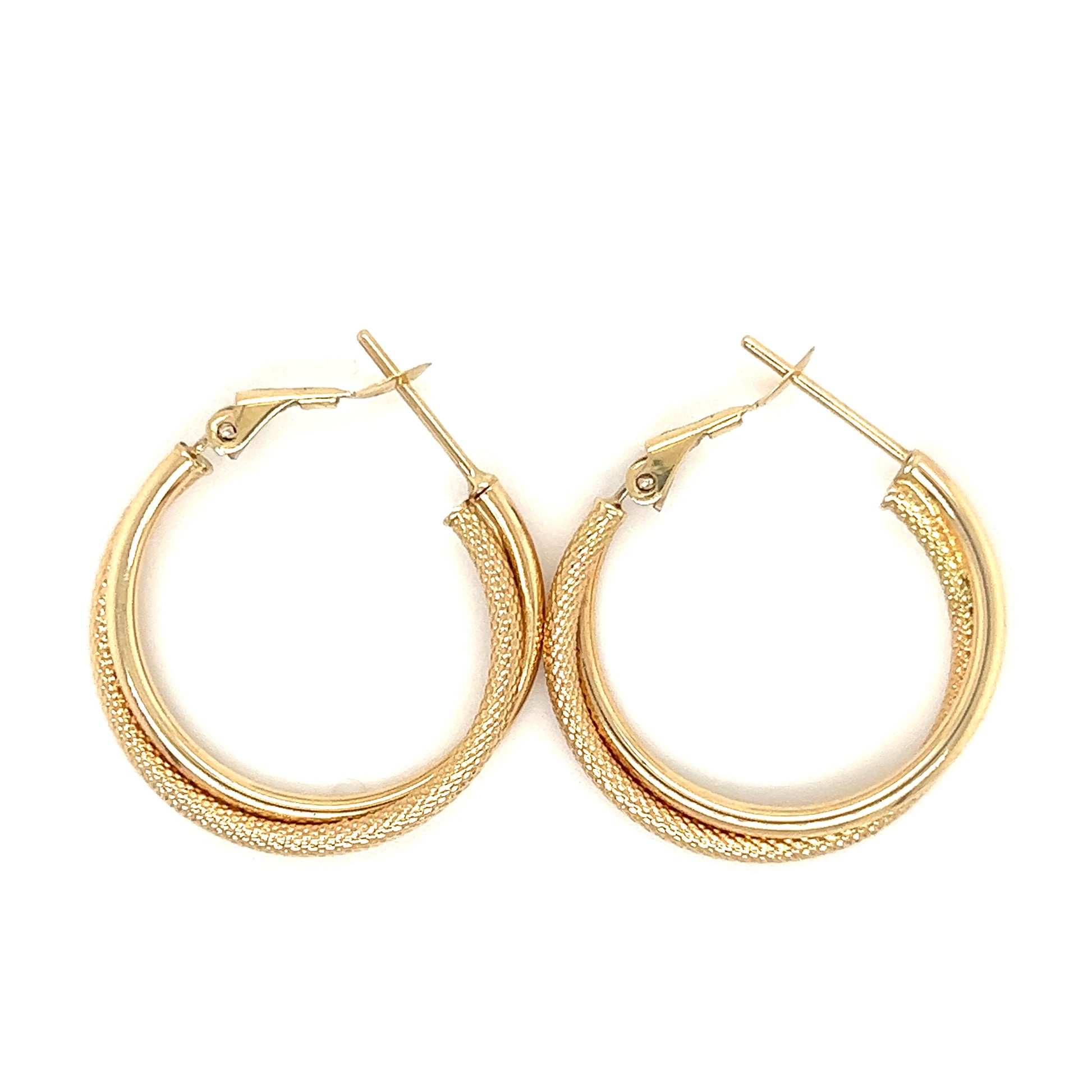 Double Hoop Earrings in 14K Yellow Gold Top View