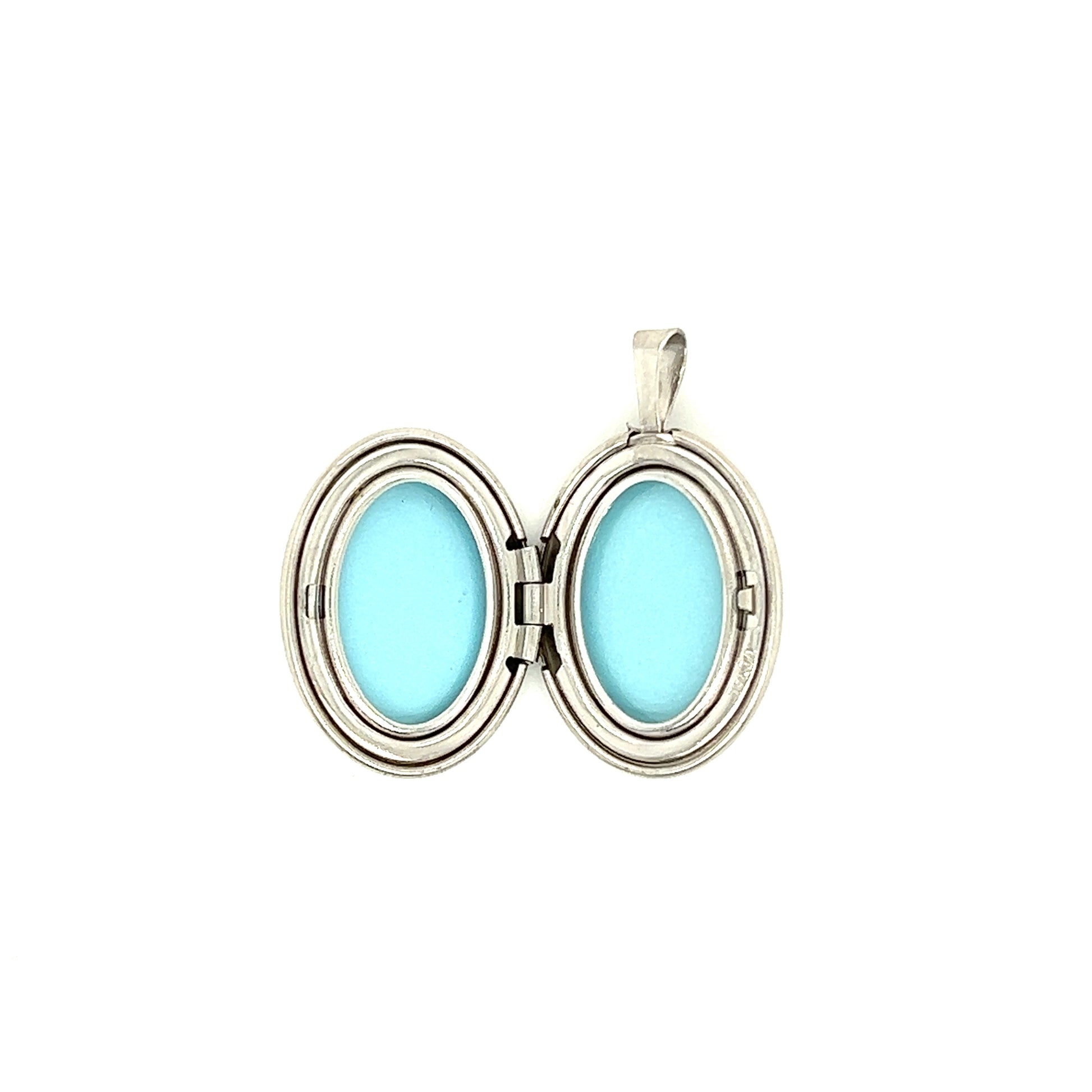 Oval Locket with Diamond Accent in Sterling Silver Open Locket