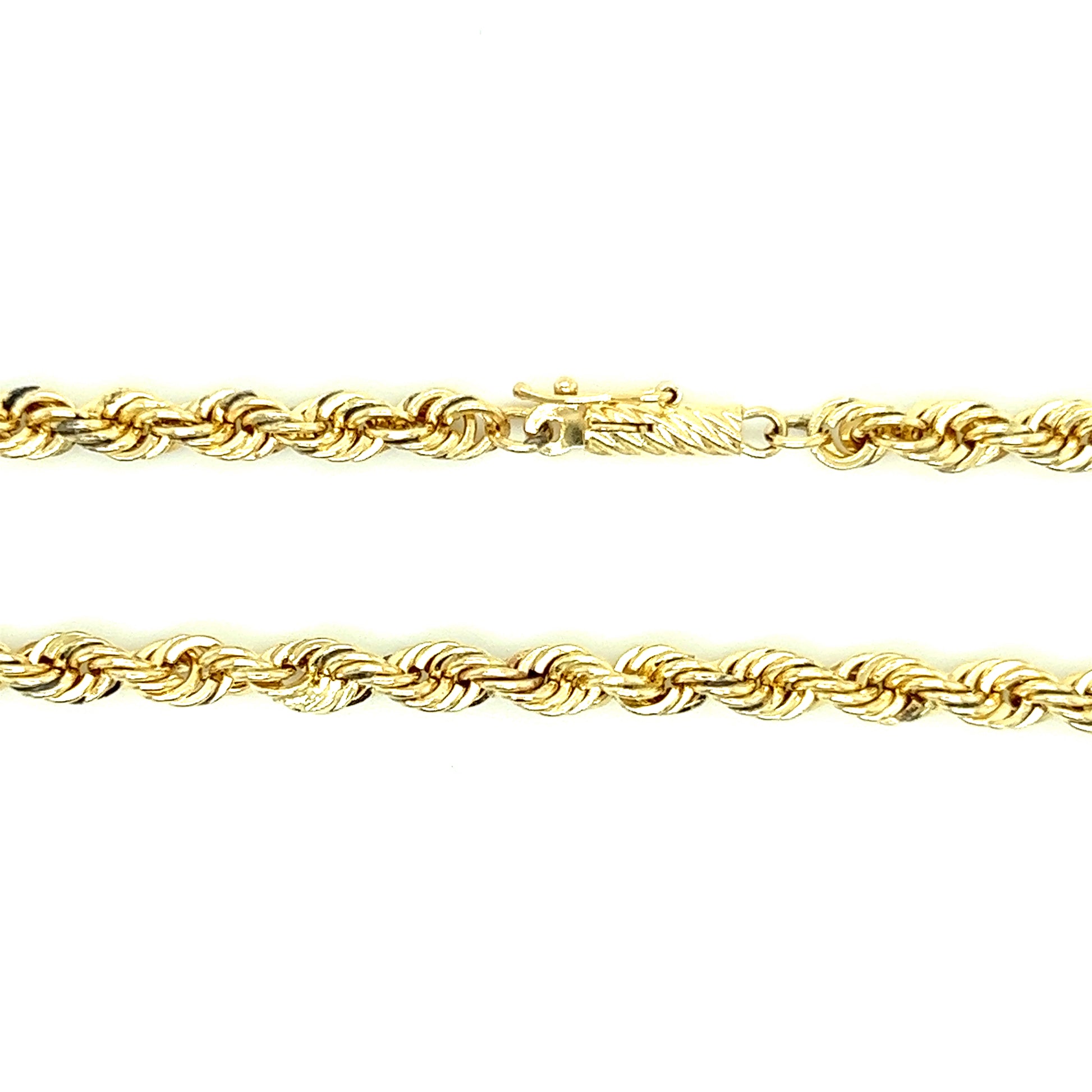 Rope Chain 4mm with 24in of Length in 14K Yellow Gold Chain and Clasp