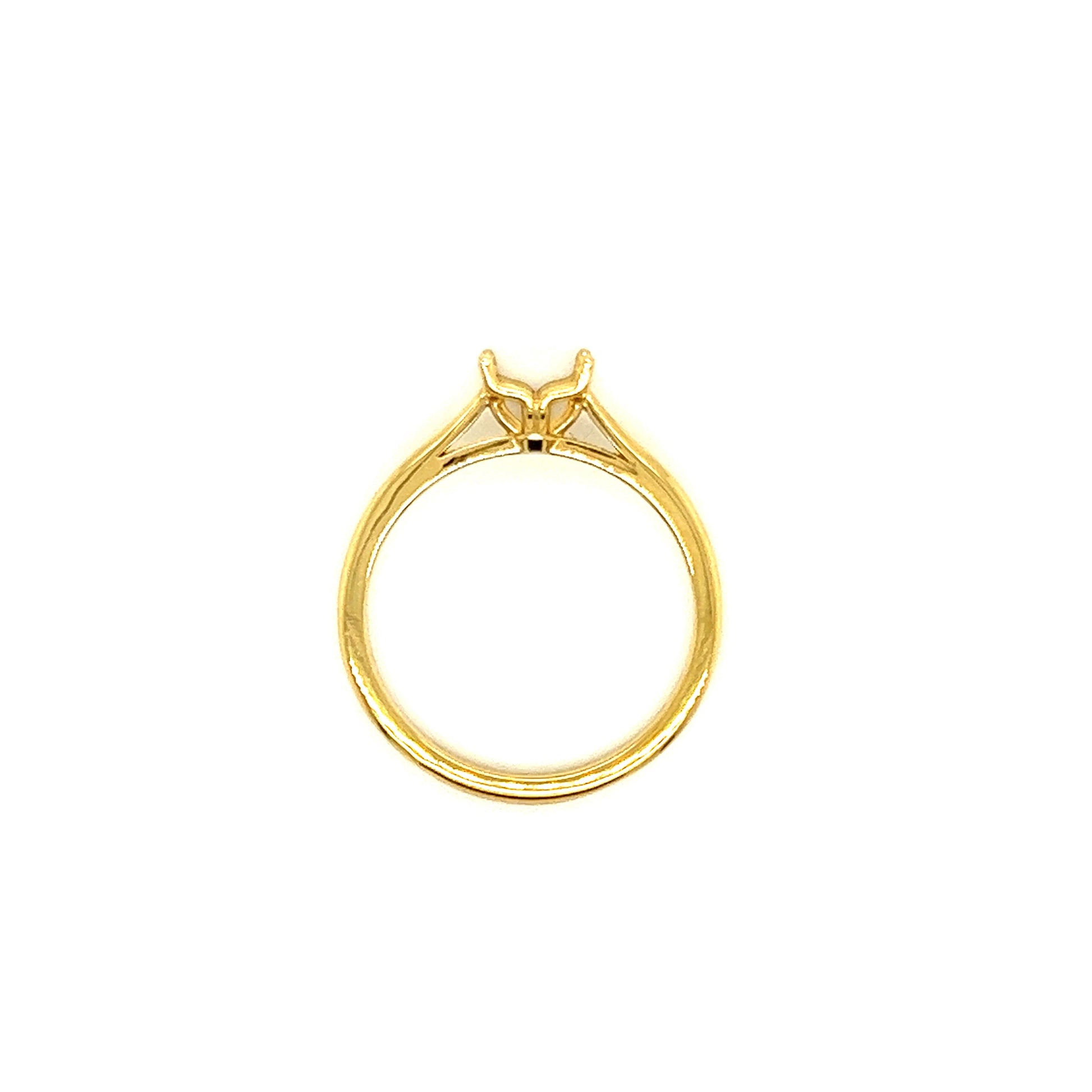 Solitaire 5mm Ring Setting with Four Prong Head in 14K Yellow Gold Top View