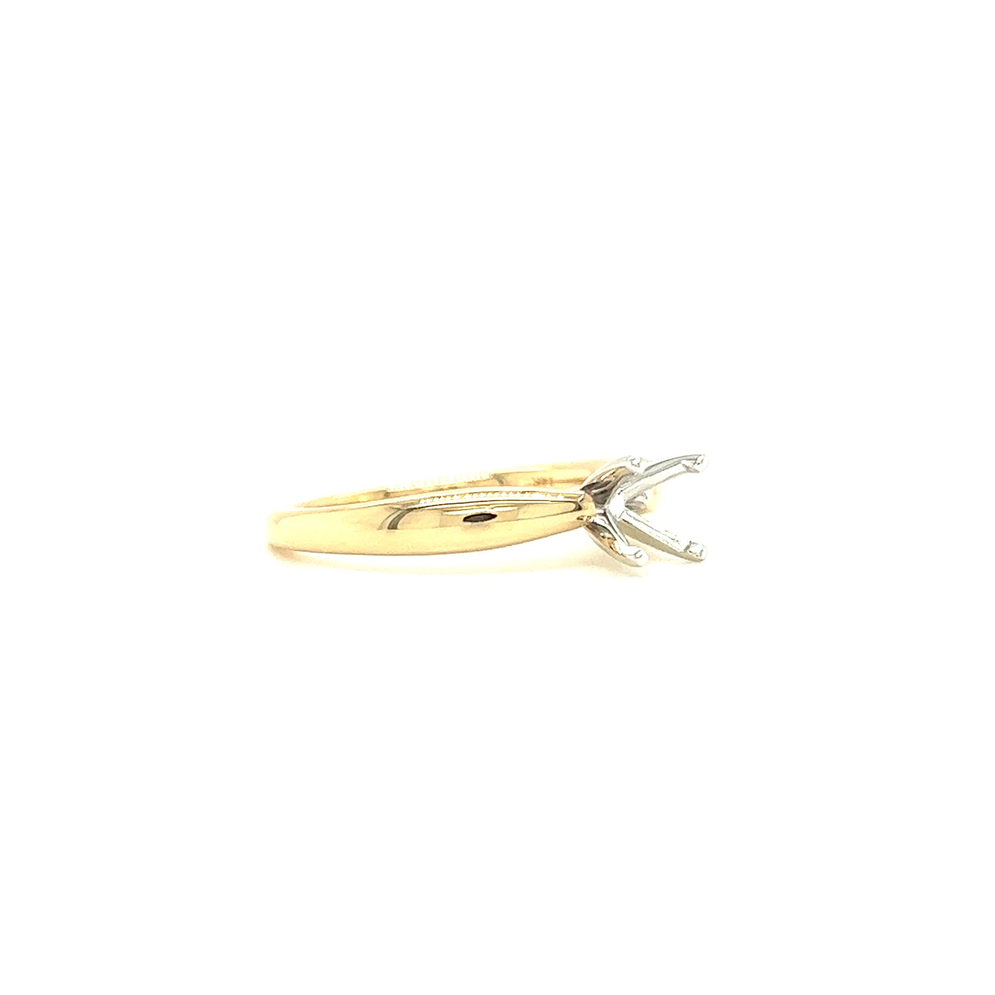 Solitaire Engagement Ring Setting with 14K White Gold Head in 14K Yellow Gold Left Side View