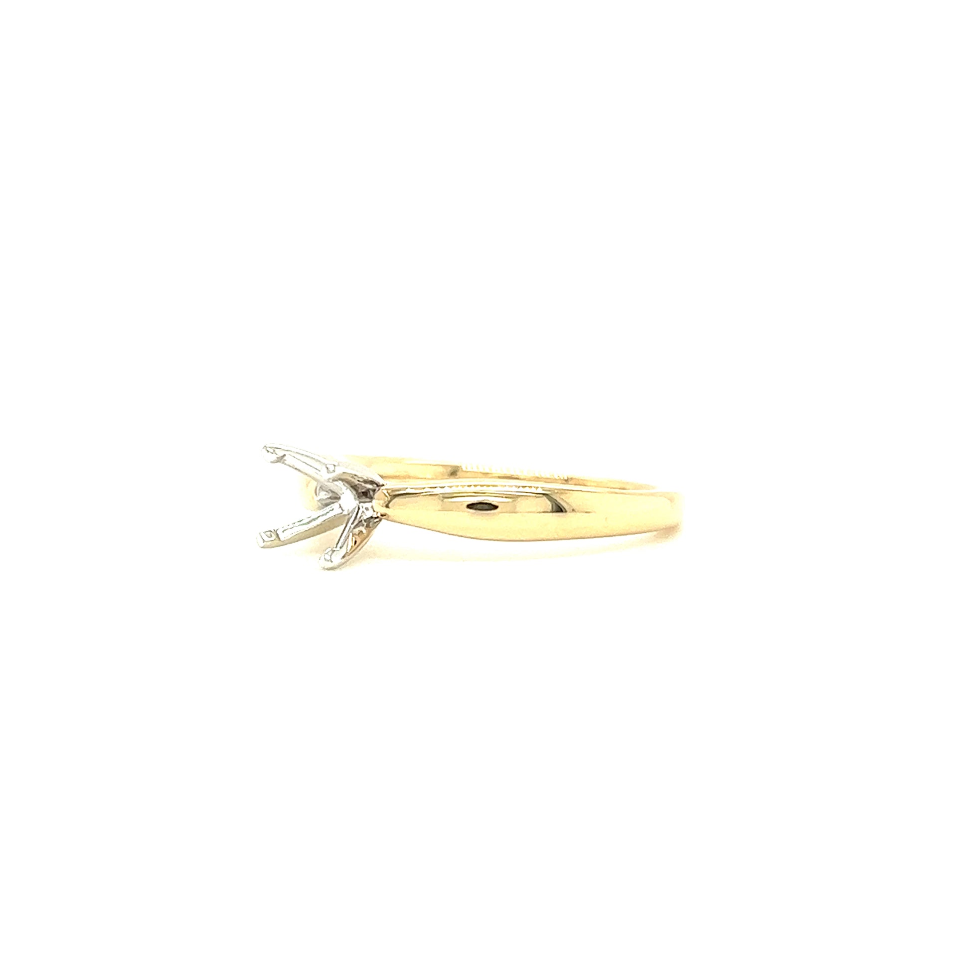 Solitaire Engagement Ring Setting with 14K White Gold Head in 14K Yellow Gold Right Side View