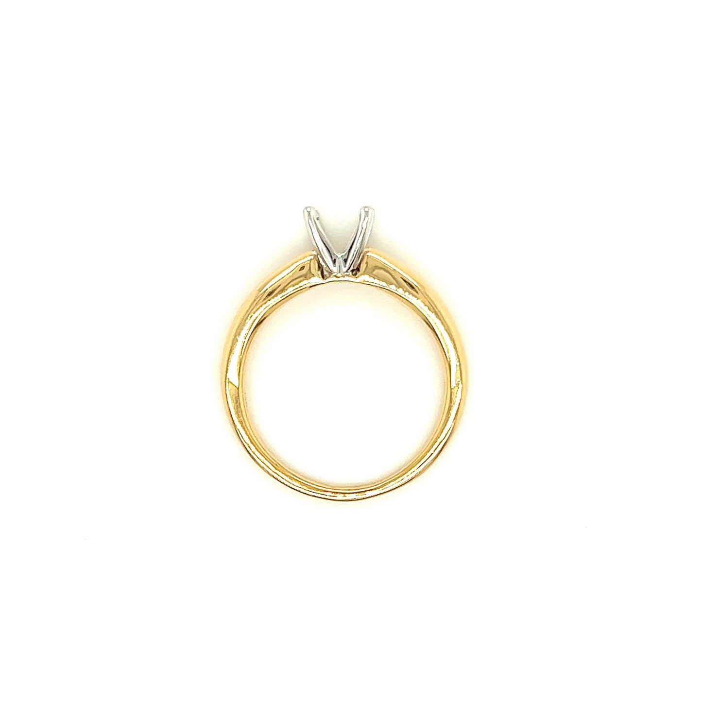 Solitaire Engagement Ring Setting with 14K White Gold Head in 14K Yellow Gold Top View