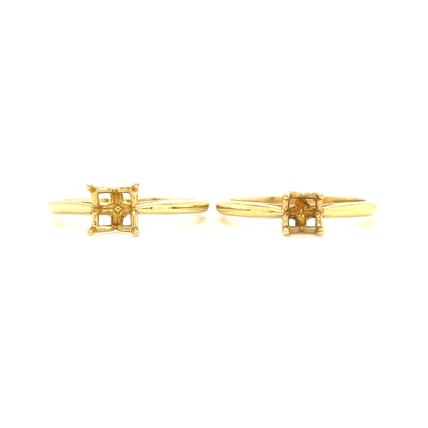Solitaire Ring Setting with Four Prong Head in 14K Yellow Gold Front View