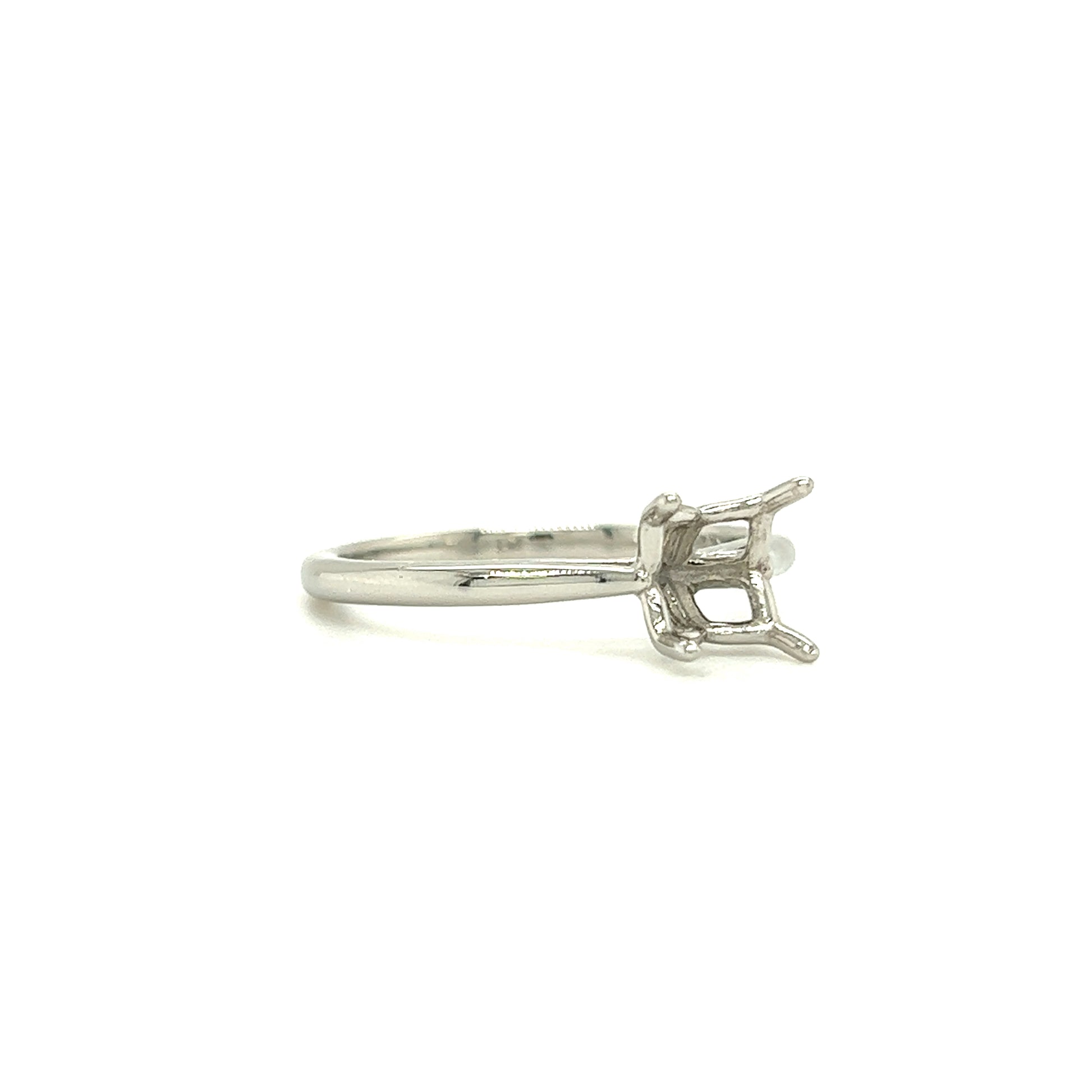 Solitaire Ring Setting with Four Prong Head in Platinum Left Side View