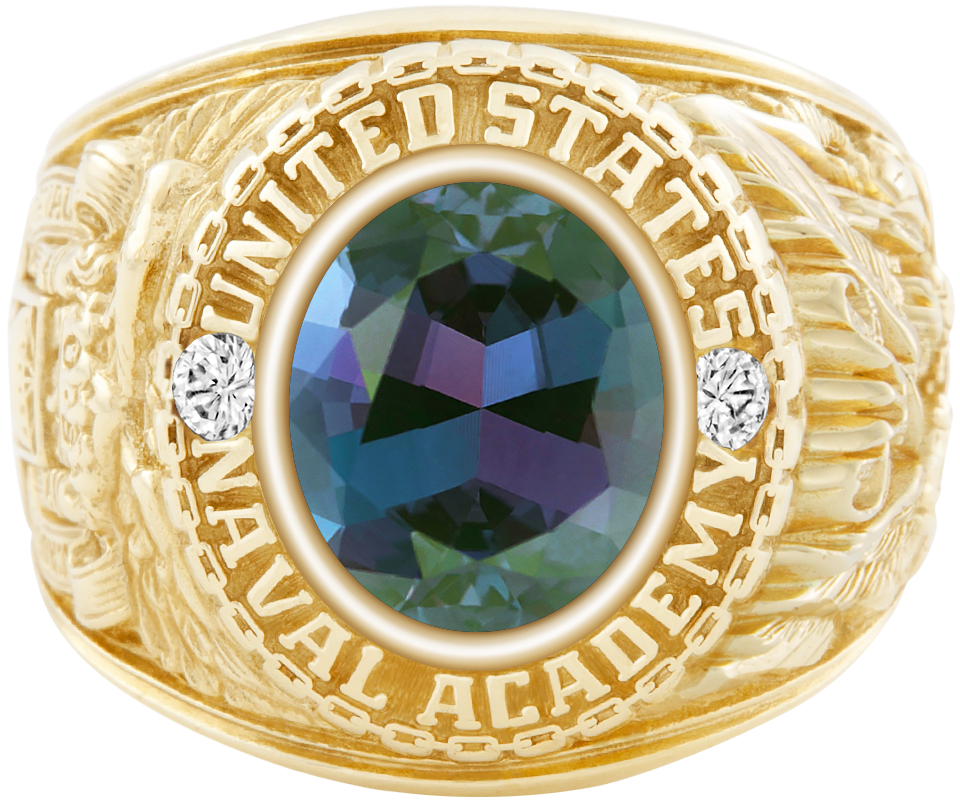 USNA Class Ring Mod Classic M1 Alexandrite and Diamond Dividers