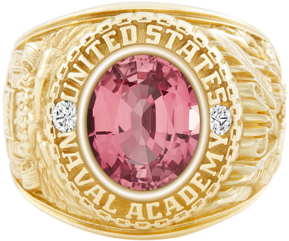 USNA Class Ring Mod Classic M1 Pink Sapphire Diamond Dividers