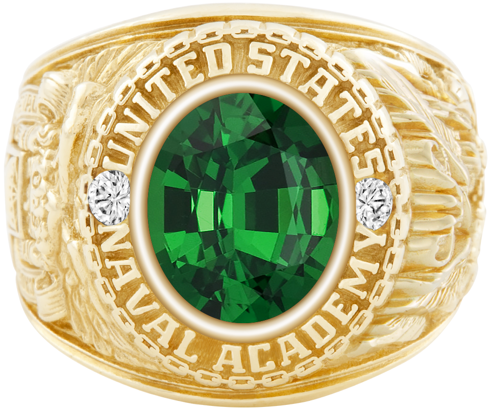 USNA Class Ring Mod Classic M1 Tsavorite Diamond Dividers