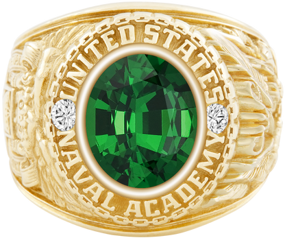 USNA Class Ring Mod Classic M1 Tsavorite Diamond Dividers