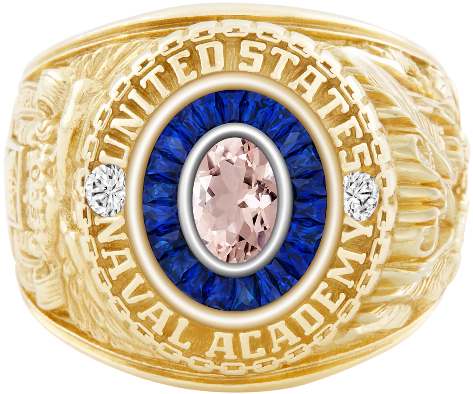 USNA Class Ring Mod Eternal MX Morganite Diamond Dividers