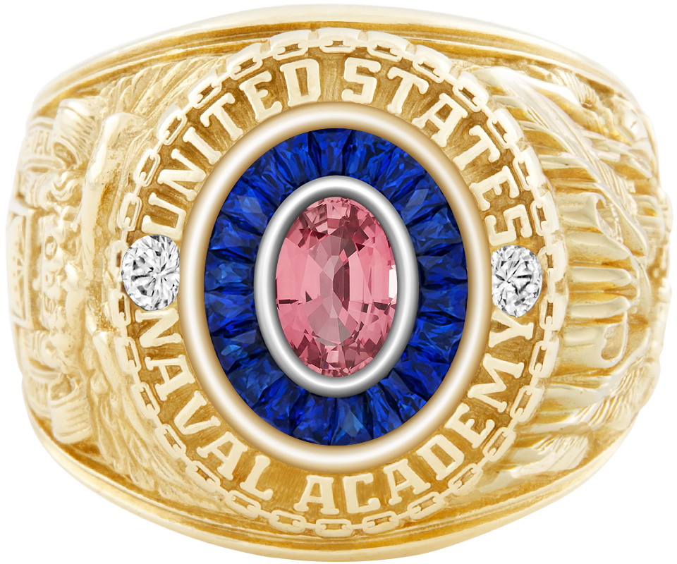 USNA Class Ring Mod Eternal MX Pink Sapphire Diamond Dividers