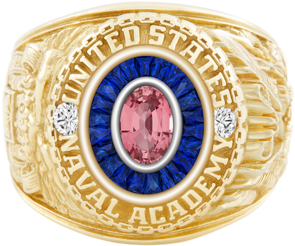 USNA Class Ring Mod Eternal MX Pink Sapphire Diamond Dividers