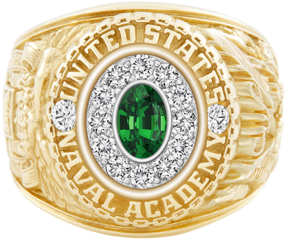 USNA Class Ring Mod Pro M12 Tsavorite Diamond Dividers