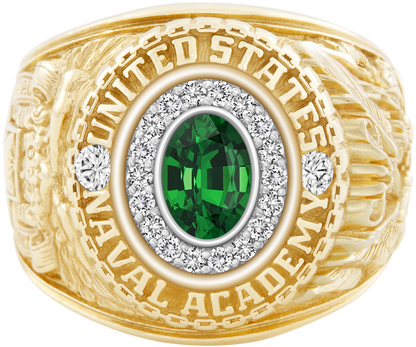 USNA Class Ring Mod Pro M18 Tsavorite Diamond Dividers