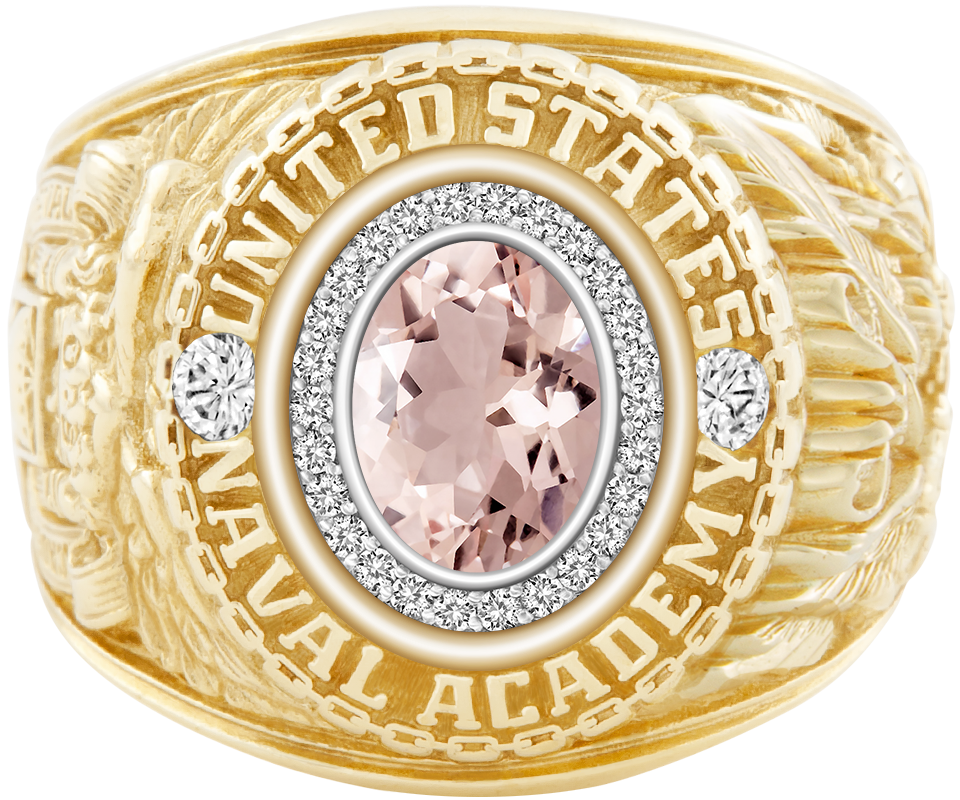 USNA Class Ring Mod Pro M26 Morganite Diamond Dividers