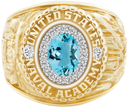 USNA Class Ring Mod ProPlus M18 Aquamarine Diamond Dividers