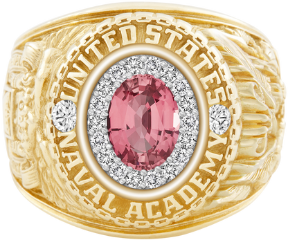 USNA Class Ring Mod ProPlus M18 Pink Sapphire Diamond Dividers