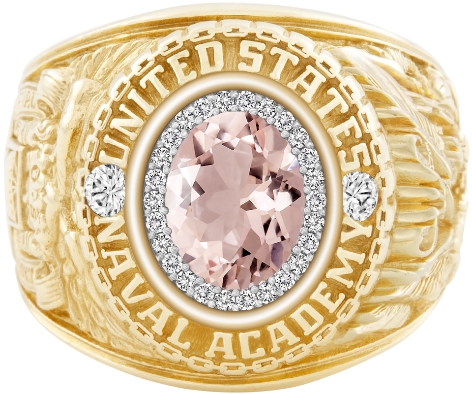 USNA Class Ring Mod ProPlus M26 Morganite Diamond Dividers