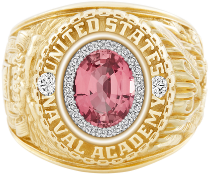 USNA Class Ring Mod ProPlus M26 Pink Sapphire Diamond Dividers