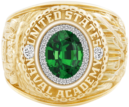 USNA Class Ring Mod ProPlus M26 Tsavorite Diamond Dividers