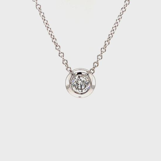 Bezel Diamond Necklace with 0.6ct of Diamonds in 14K White Gold Video