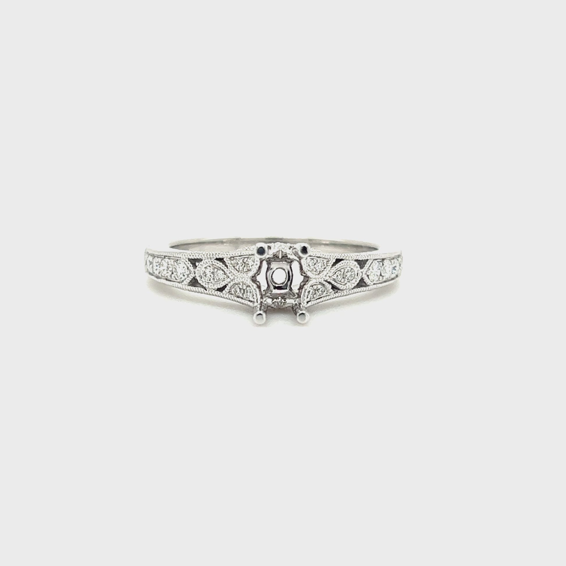 Four Prong Ring Setting with 0.20ctw of Diamonds in 14K White Gold Video
