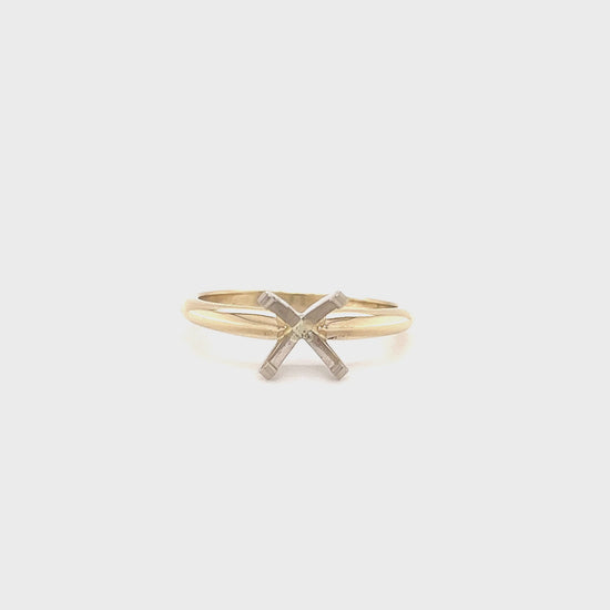 Solitaire Ring Setting with 4 Prong Head in 14K Yellow Gold Video