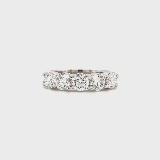 Diamond Wedding Ring with Five Round Diamonds in 14K White Gold Video