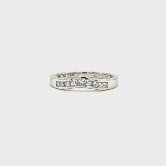Curved Diamond Ring with Nine Accent Diamonds in 14K White Gold Video