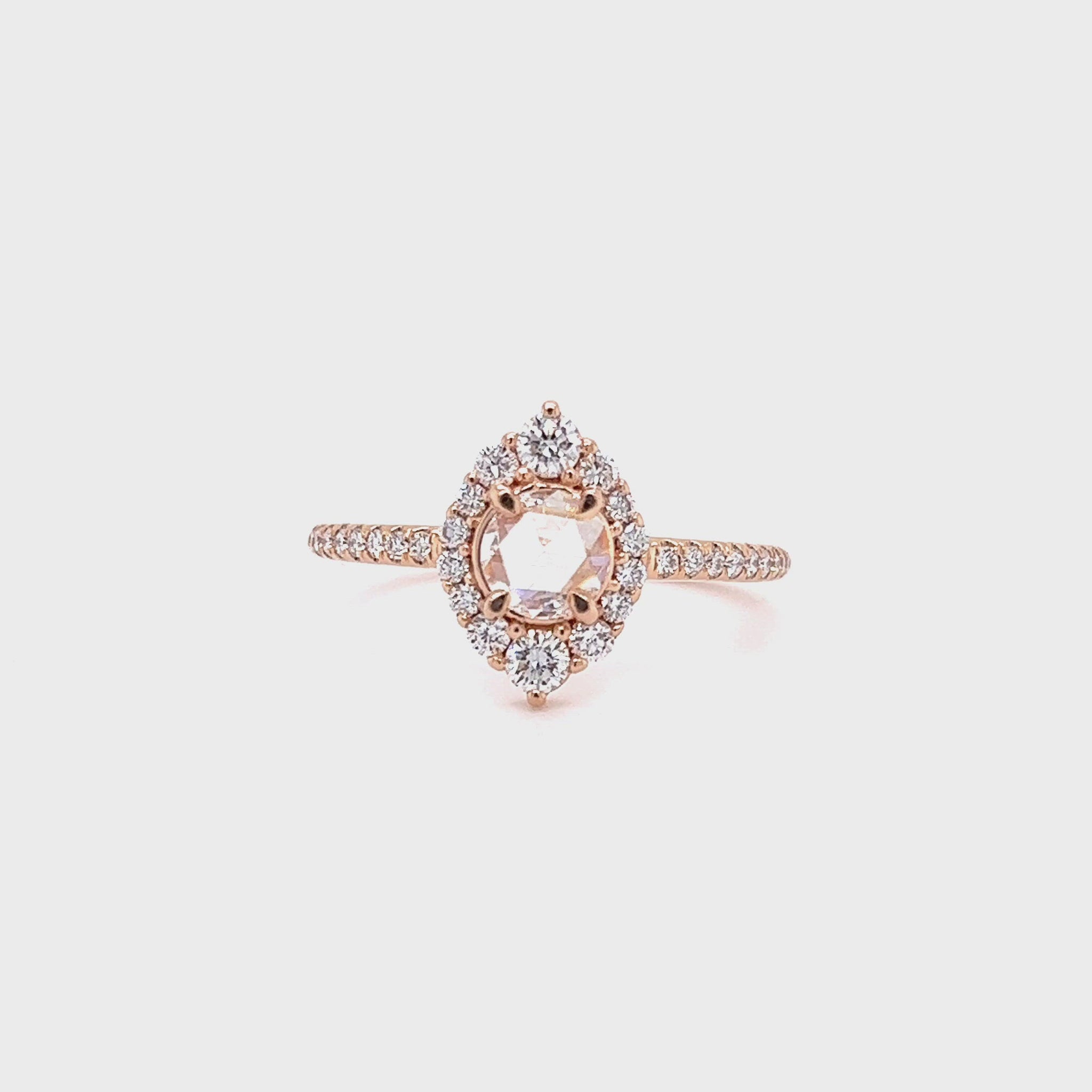Pink Diamond Ring with Thirty-Two Side Diamonds in 18K Rose Gold Video Alternative