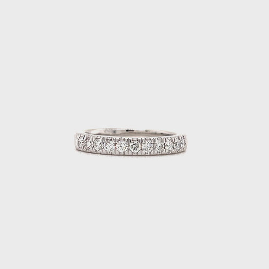 Diamond Ring with Eleven Round Diamonds in 14K White Gold Video