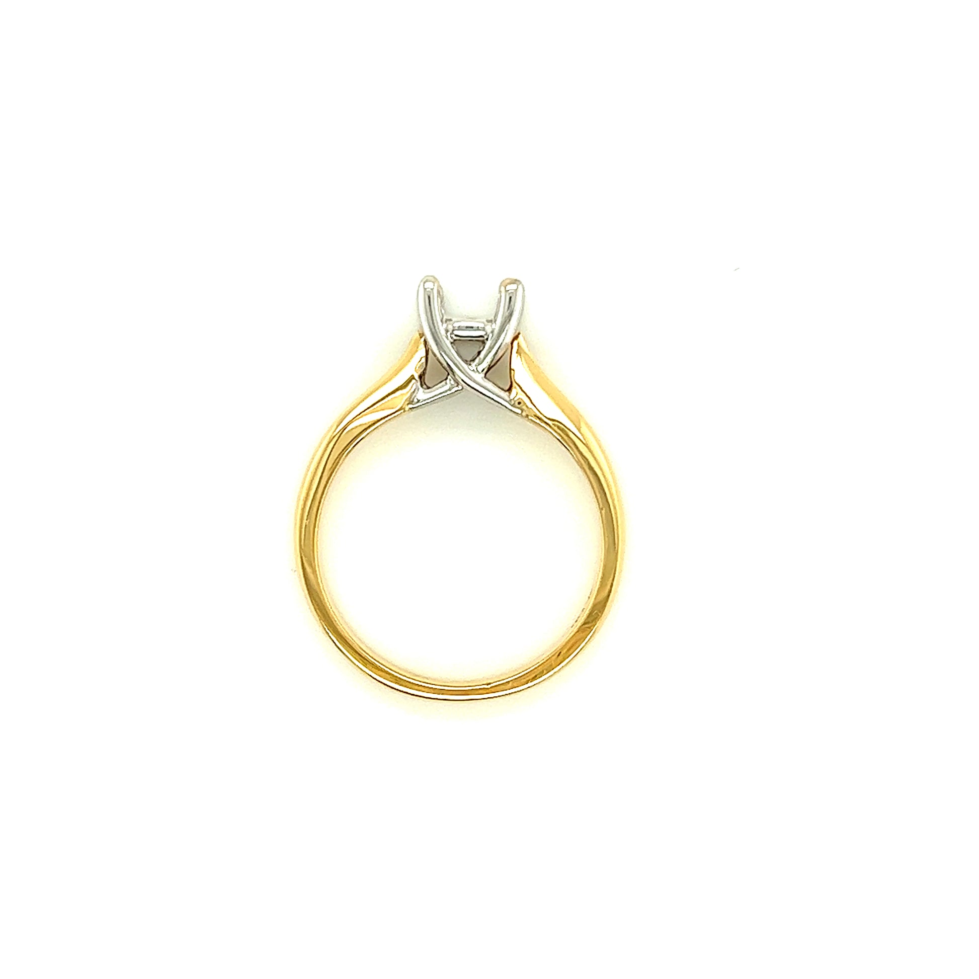 Trellis Engagement Ring Setting with Four Prong Head in 14K Yellow Gold Top View